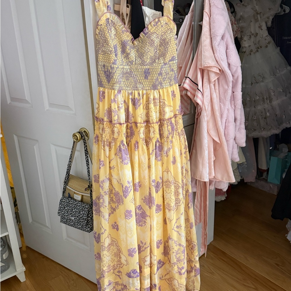 Free People Forever Favorite Maxi Dress in yellow and lavender